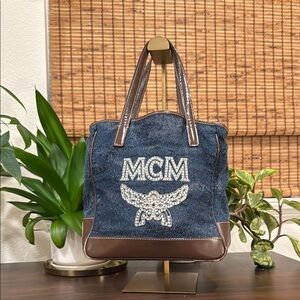 MCM Blue and Brown Shoulder Bag